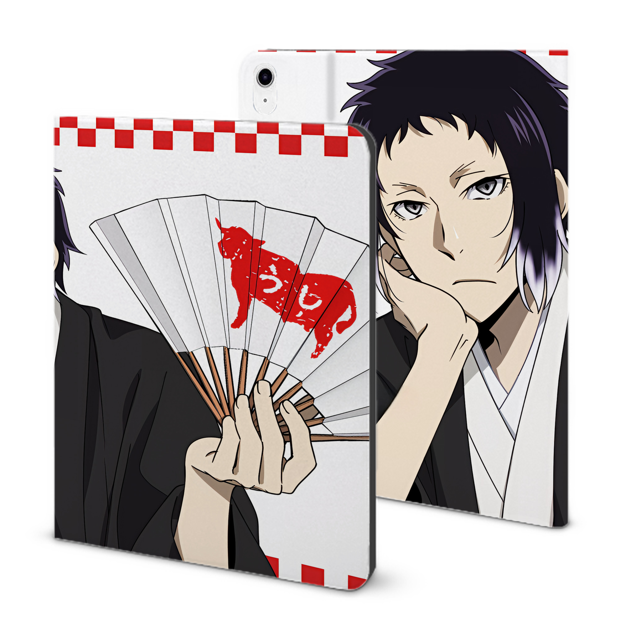 （画像用） 文豪ストレイドッグス Bungo Stray Dogs IPad ケース ブック型 PUレザー TPU 耐衝撃 軽量 薄型 ペン収納なし 全面保護 IPad 各モデル対応